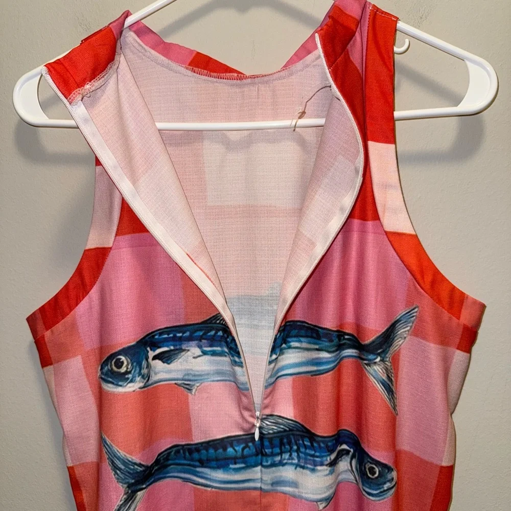 Red and Pink Sardines Fish Mini Dress - Picture 5 of 6